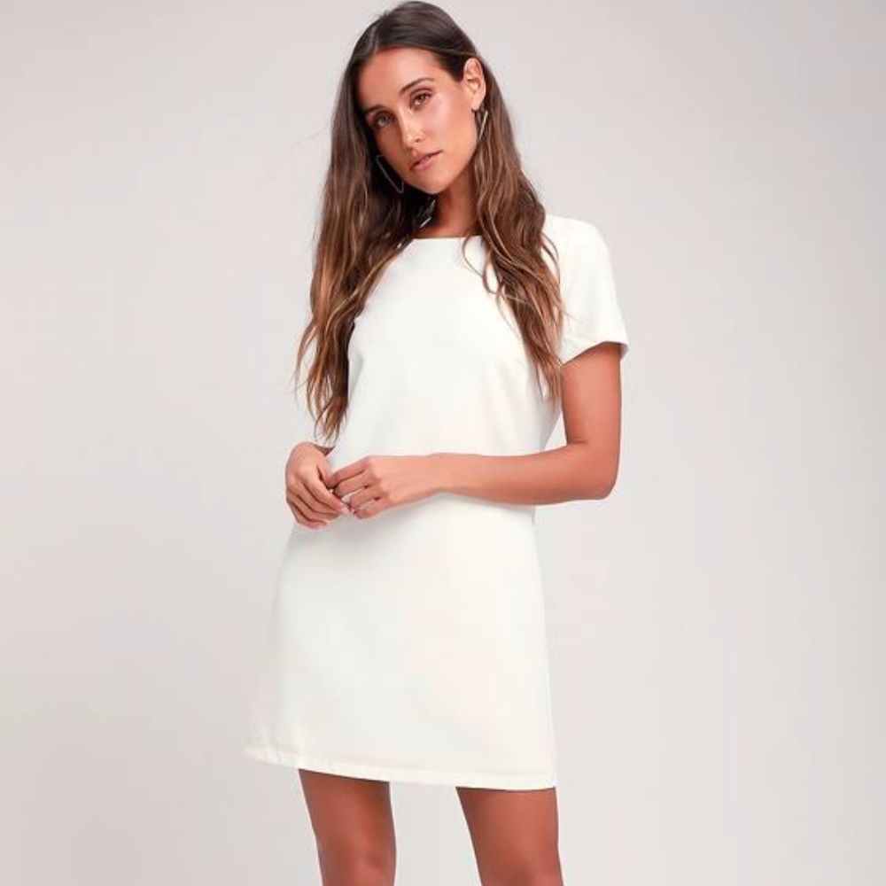Lulus cream shift dress zipper XS